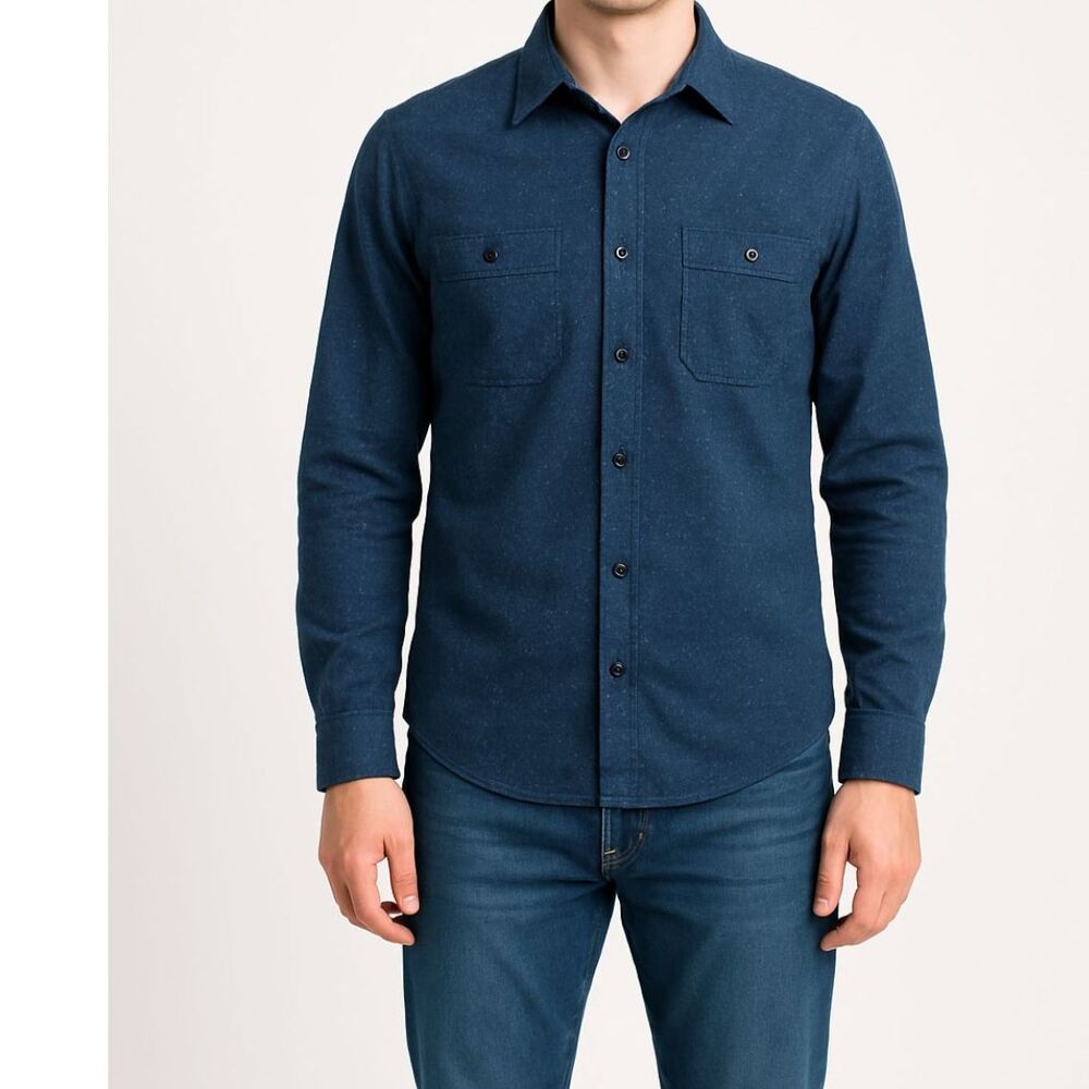 Stoic Blue Cotton Button Down Shirt Medium Smart Casual Minimalist Preppy Career